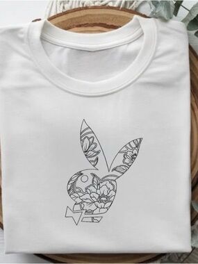 PLAYBOY White Crewneck Tee with Subtle Logo